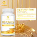 Bee Pollen - with Royal Jelly, Propolis - Boosts Energy Levels and The Immune System, Relieves Joint Inflammation - 120 Capsules