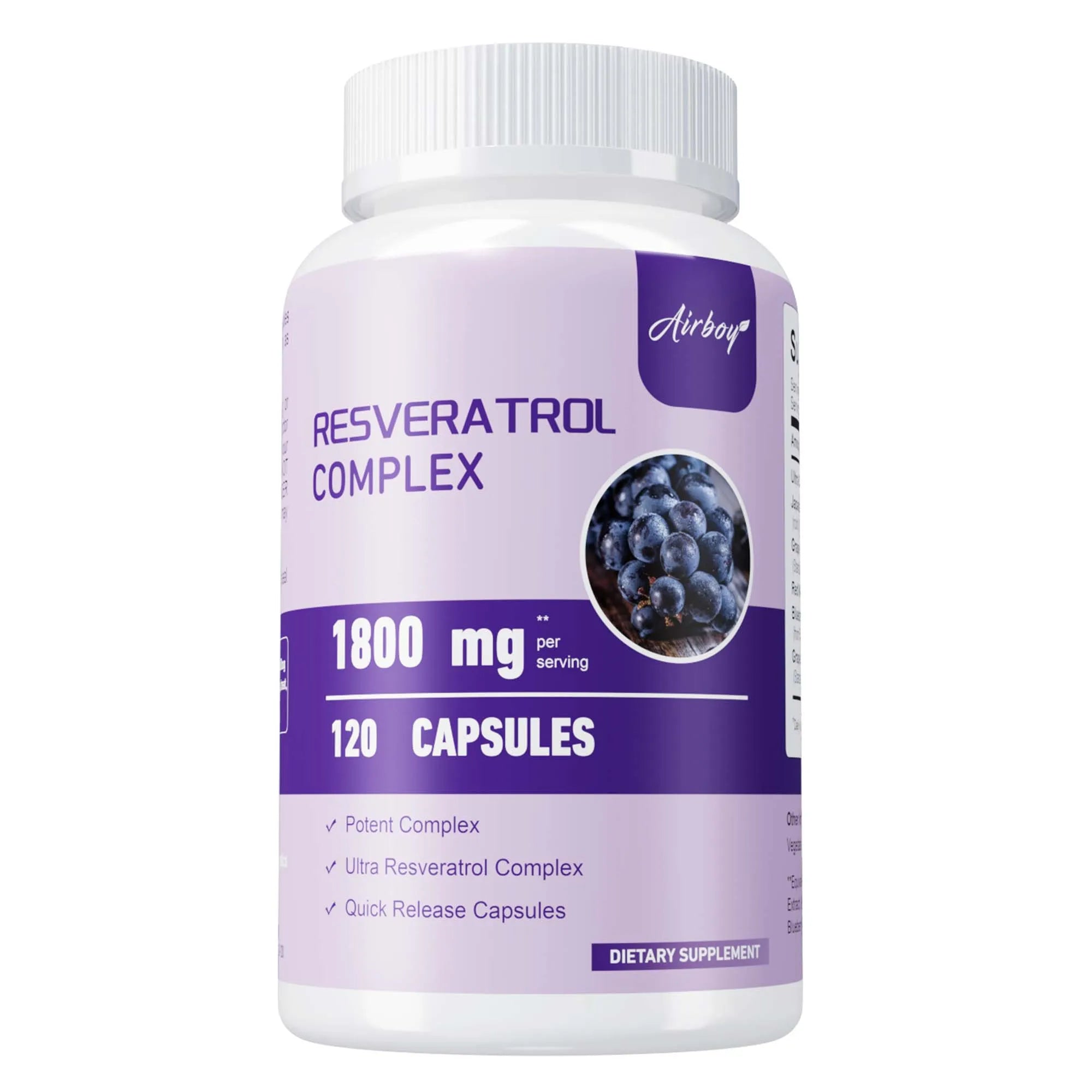 Resveratrol Complex - Antioxidant, Support Overall Health & Metabolism, Promotes Healthy Aging, Skin Health - 120 Capsules