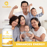 Bee Pollen - with Royal Jelly, Propolis - Boosts Energy Levels and The Immune System, Relieves Joint Inflammation - 120 Capsules