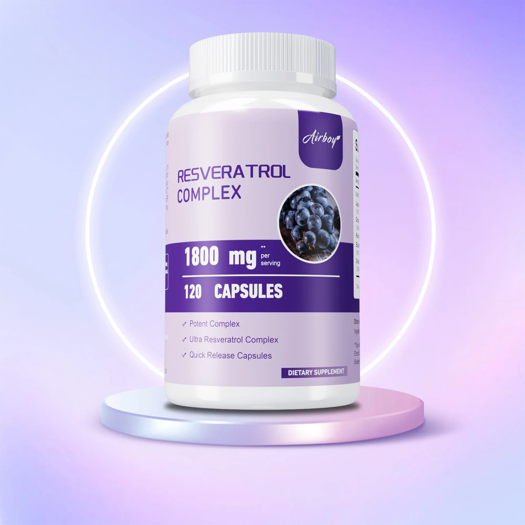 Resveratrol Complex - Antioxidant, Support Overall Health & Metabolism, Promotes Healthy Aging, Skin Health - 120 Capsules