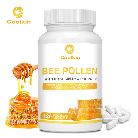 Bee Pollen - with Royal Jelly, Propolis - Boosts Energy Levels and The Immune System, Relieves Joint Inflammation - 120 Capsules