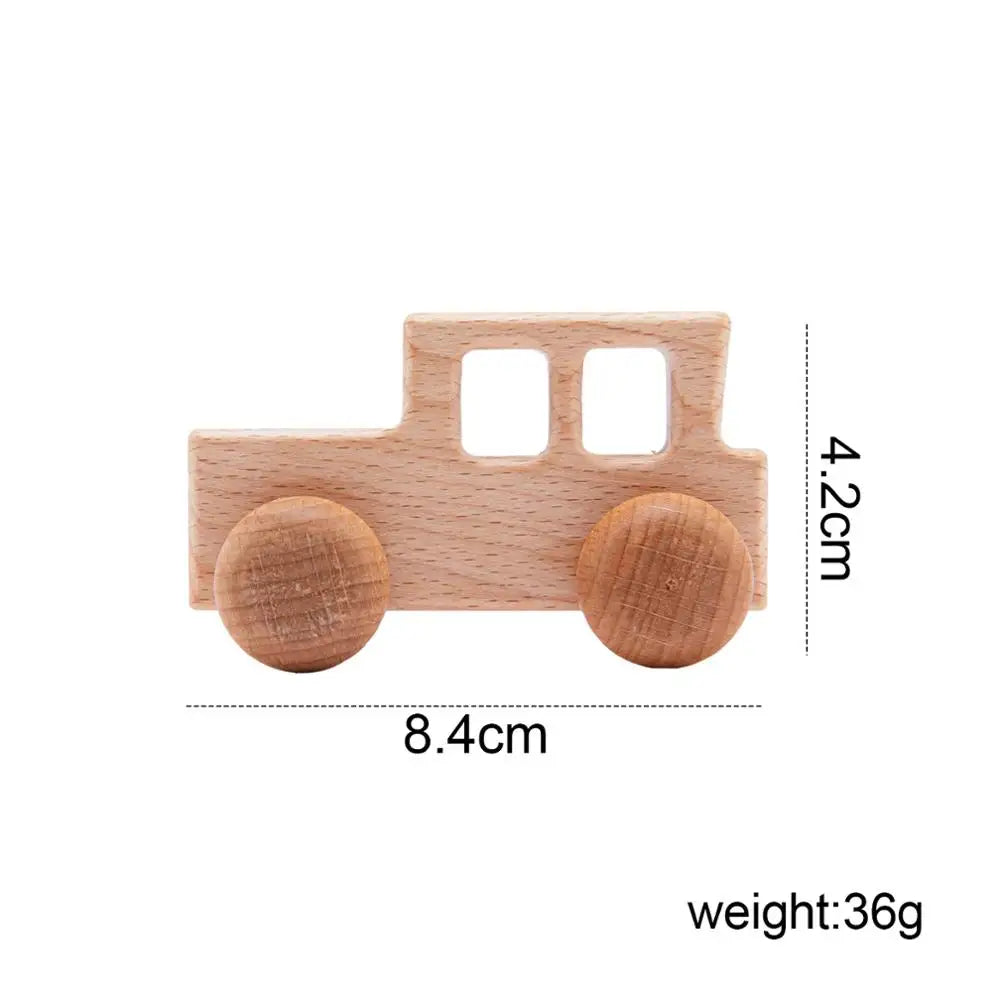 Baby Toy Beech Wood Blocks Cartoon Car Educational Montessori Toys Children Teething Play Gym Baby Birthday Gift Products 1PC