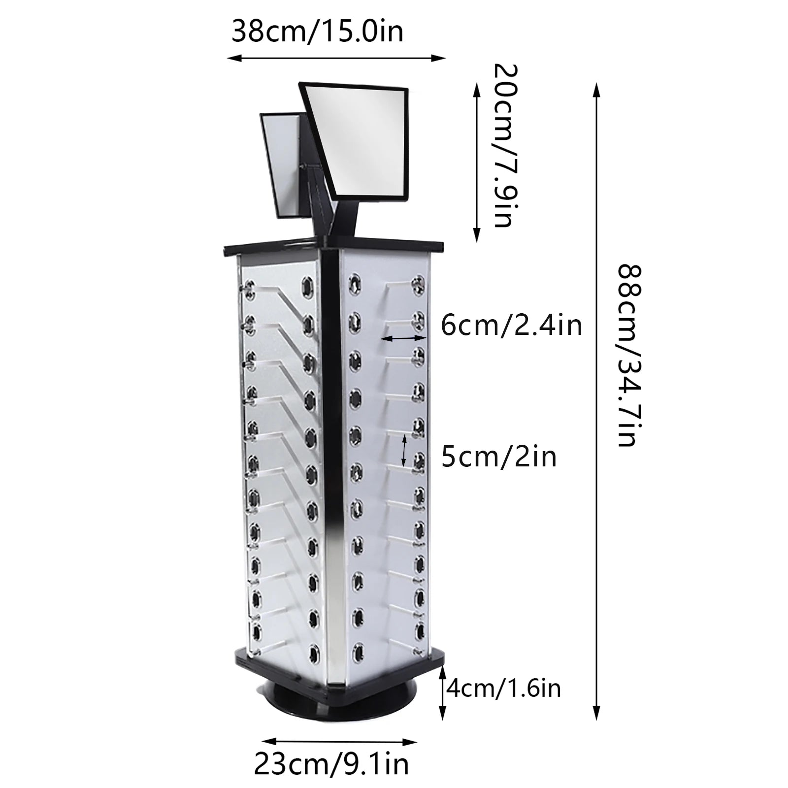 360 Rotating Sunglass Display Rack Metal Glasses Stand Holder 44 Pairs W/ Mirror Retail Sunglass Display Stand Sunglasses Rack