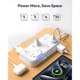 25FT Surge Protector Power Strip 10 Outlets 4 USB Ports 2 USB-C Flat Extension Cord Outlet with Overload Protection 2700J Wall