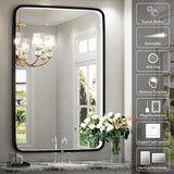36x24 Inch LED Bathroom Mirror with Lights Metal Frame Mirror Wall Mounted Lighted Vanity Mirrors for Wall Anti Fog Bath Mirrors