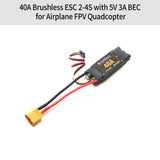 40A Brushless ESC 2-4S Electronic Speed Controller XT60 Plug with 5V 3A BEC 3.5MM Banana Head for Airplane Aircraft Helicopter