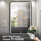 36x24 Inch LED Bathroom Mirror with Lights Metal Frame Mirror Wall Mounted Lighted Vanity Mirrors for Wall Anti Fog Bath Mirrors