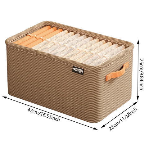 Cabinet Drawer Organizer Versatile Socks Storage Basket with Handle&Steel Frame Thickened Foldable Fabric for Home Wardrobe