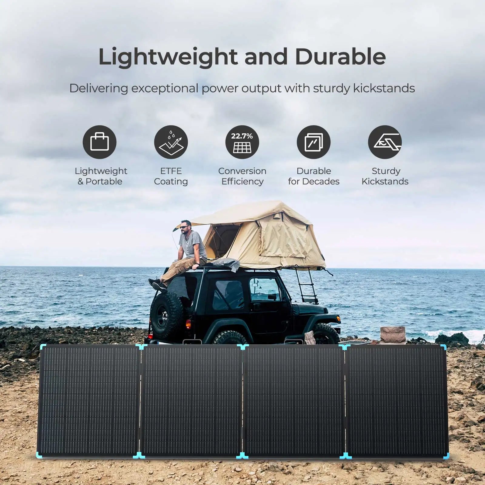 Renogy 220/400W Lightweight Portable Solar Suitcase, Foldable Solar Panel with Kickstands for RV,Camping, Off Grid System