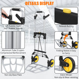 Folding Hand Truck 330 lb Capacity, Portable Aluminum Dolly Cart With Telescoping Handle And 2 Rubber Wheels, Ideal For Luggage