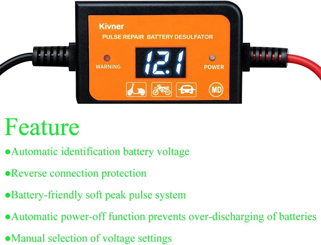 400AH Lead-Acid Battery Disulfate Battery Maintainer Auto-Setting for 12V-48V Auto Pulse Battery Revive Battery Regenerator