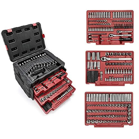 450-Piece Metric and Imperial Drive Socket Set with Quick-Release Ratchet Wrench Spanners Bits Set Mechanics Anti-Corrosion
