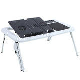 Adjustable Laptop Desk Lightweight Foldable Laptop Desk for Notebook PC Folding Car Bed Sofa Desk Stand Table Tray with Cool Fan