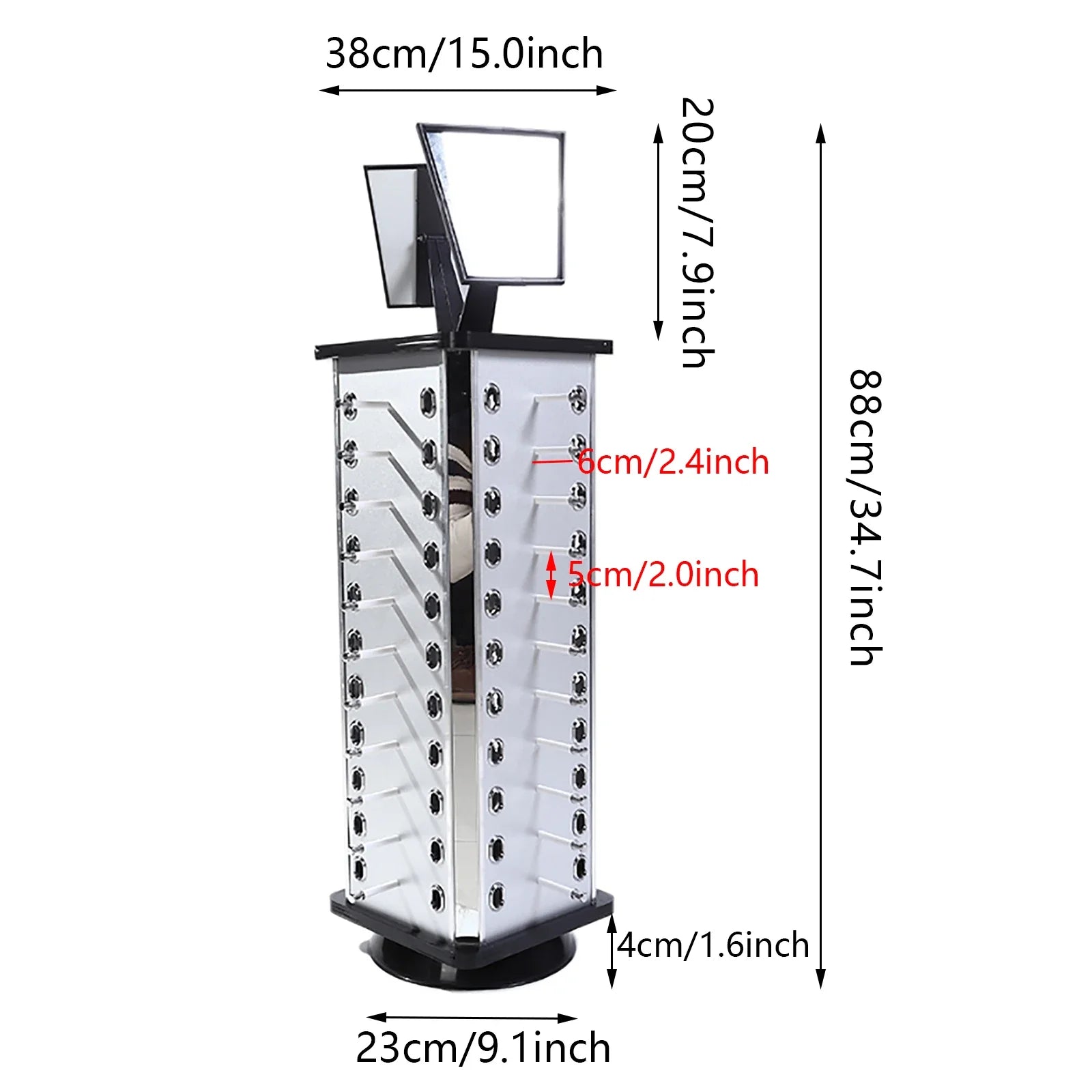 360 Rotating Sunglass Display Rack Metal Glasses Stand Holder 44 Pairs W/ Mirror Retail Sunglass Display Stand Sunglasses Rack