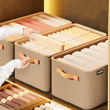 Cabinet Drawer Organizer Versatile Socks Storage Basket with Handle&Steel Frame Thickened Foldable Fabric for Home Wardrobe