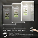 36x24 Inch LED Bathroom Mirror with Lights Metal Frame Mirror Wall Mounted Lighted Vanity Mirrors for Wall Anti Fog Bath Mirrors