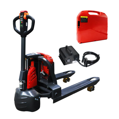 JIALIFT 3300LBS Fully Electric Pallet Jack Truck 24V Lithium Battery 45" x 27" Fork Size for Indoor Storage Handling Red SL15L3