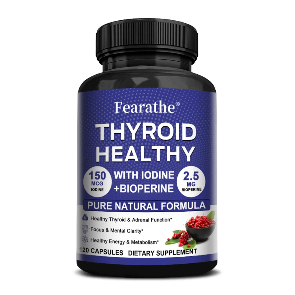 Fearathe Thyroid Support Complex Supplement - Energy, Focus, Boosts Brain Function and Metabolism, Concentration, Vitamin B12