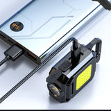 XPE Mini Keychain Light 1000LM COB LED Pocket Flashlight 800mAh Type-C USB Rechargeable IPX4 Waterproof Portable Outdoor Tool