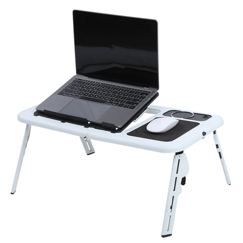 Adjustable Laptop Desk Lightweight Foldable Laptop Desk for Notebook PC Folding Car Bed Sofa Desk Stand Table Tray with Cool Fan