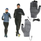 Unisex USB Electric Heated Gloves Winter Outdoor Sport Non-slip Touch Screen Mitten Rechargeable Thermal Knitting Heating Mitts