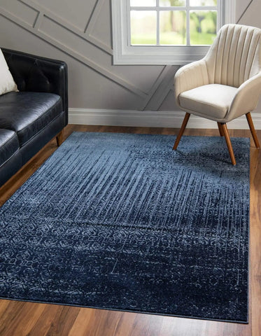 Del Mar Collection Area Rug - Jennifer (9' X 12' Rectangle, Blue/ Navy Blue)