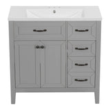 36" Bathroom Vanity with Sink Combo, Bathroom Cabinet with Drawers, Solid Frame and MDF Board, Grey