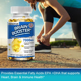 Brain Booster - with Ginkgo Biloba, Omega 3 Fish Oil DHA & EPA - for Enhanced Brain Function and Cardiovascular Health Support