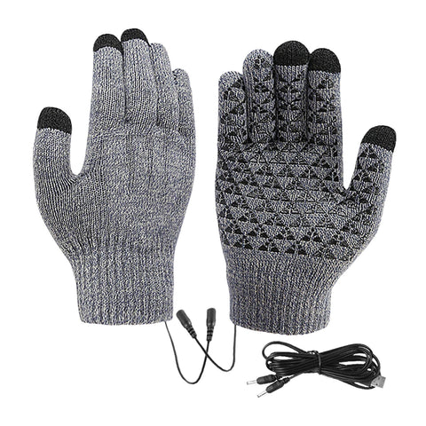 Unisex USB Electric Heated Gloves Winter Outdoor Sport Non-slip Touch Screen Mitten Rechargeable Thermal Knitting Heating Mitts