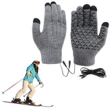 Unisex USB Electric Heated Gloves Winter Outdoor Sport Non-slip Touch Screen Mitten Rechargeable Thermal Knitting Heating Mitts