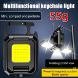 XPE Mini Keychain Light 1000LM COB LED Pocket Flashlight 800mAh Type-C USB Rechargeable IPX4 Waterproof Portable Outdoor Tool