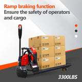 JIALIFT 3300LBS Fully Electric Pallet Jack Truck 24V Lithium Battery 45" x 27" Fork Size for Indoor Storage Handling Red SL15L3