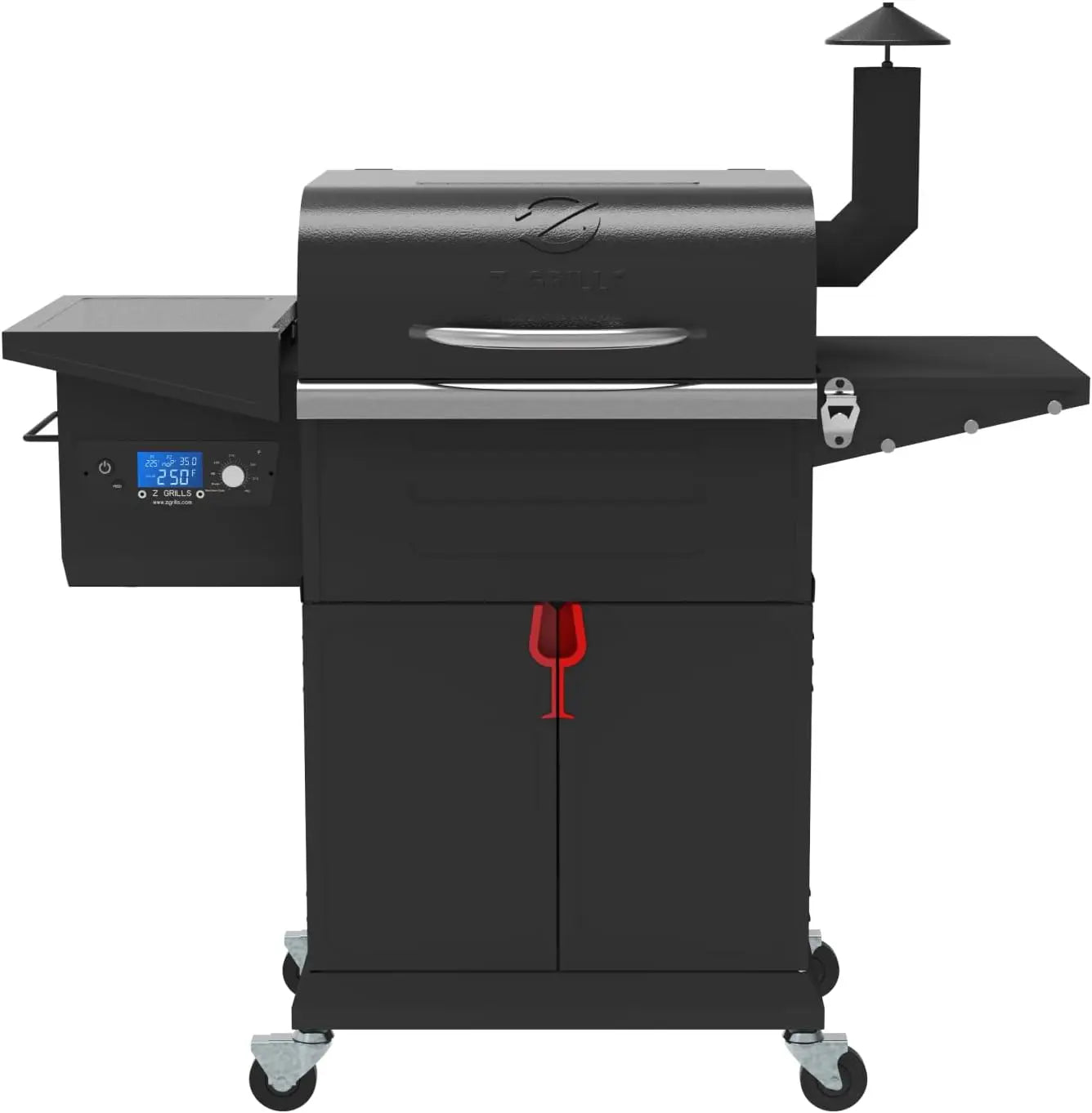 Wood Pellet Grill Smoker with PID Controller, 8-in-1 Master Sear BBQ Grill, Auto Temperature Control, Huge Storage Cabinet Side